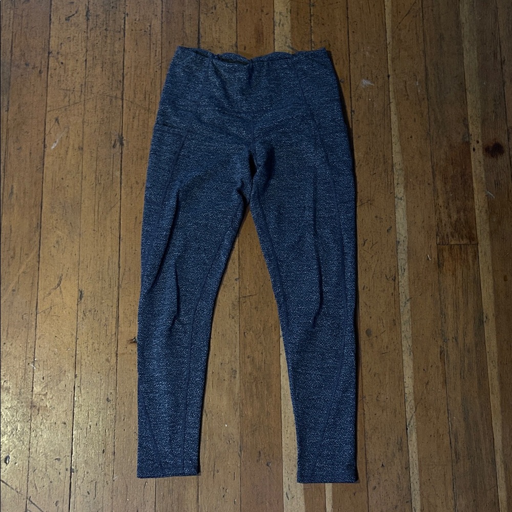 Champion Navy Blue & White speckled Womens leggings L w/ pockets